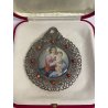 ANTICO GRANDE MEDAGLIONE CIONDOLO CAPOCULLA MADONNA BAMBINO RELIGIOSO ARG. 800