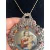 ANTICO GRANDE MEDAGLIONE CIONDOLO CAPOCULLA MADONNA BAMBINO RELIGIOSO ARG. 800