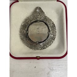 ANTICO GRANDE MEDAGLIONE CIONDOLO CAPOCULLA MADONNA BAMBINO RELIGIOSO ARG. 800