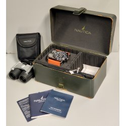 MILITARE Orologio Polso NAUTICA N-MX62 Dual Time BINOCOLO Penna Torcia CHRONO