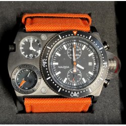 MILITARE Orologio Polso NAUTICA N-MX62 Dual Time BINOCOLO Penna Torcia CHRONO