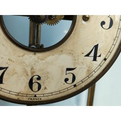 ANTICO OROLOGIO PENDOLO Bulle Clock FRANCE epoca XX sec ELETTROMECCANICO ottone