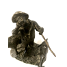 GRUPPO SCULTOREO BRONZO SCENA PASTORALE VERISTA PASTORELLO CAPRA ASINO 25 cm/h