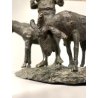 GRUPPO SCULTOREO BRONZO SCENA PASTORALE VERISTA PASTORELLO CAPRA ASINO 25 cm/h