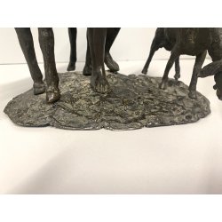 GRUPPO SCULTOREO BRONZO SCENA PASTORALE VERISTA PASTORELLO CAPRA ASINO 25 cm/h