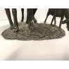 GRUPPO SCULTOREO BRONZO SCENA PASTORALE VERISTA PASTORELLO CAPRA ASINO 25 cm/h