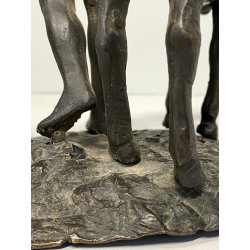 GRUPPO SCULTOREO BRONZO SCENA PASTORALE VERISTA PASTORELLO CAPRA ASINO 25 cm/h