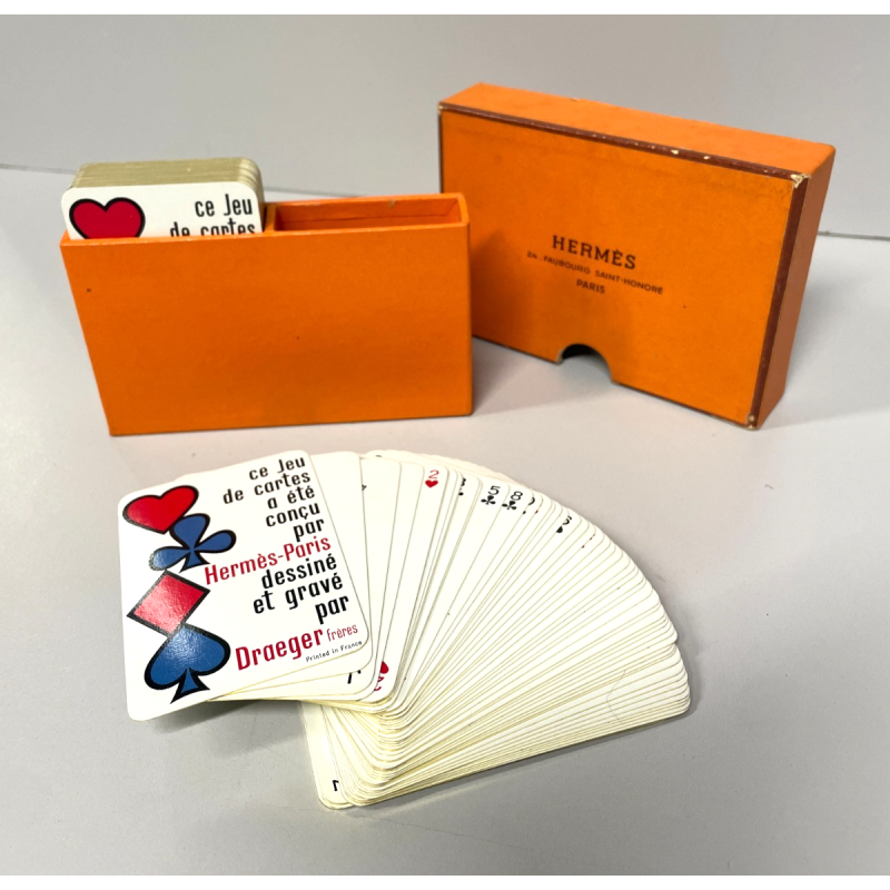 CARTE DA GIOCO ORIGINALI HERMES PARIS VINTAGE ANNI 70 SCATOLA VERDE BLU SCALA40