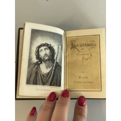 ANTICO LIBRO di PREGHIERE tascabile fine 800 LA GIORNATA del CRISTIANO religioso