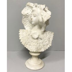ANTICA SCULTURA BUSTO FEMMINILE A. Cipriani GIOVANE DONNA MARMO BIANCO '900