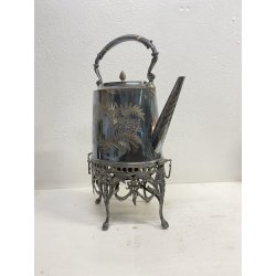 BOLLITORE SAMOVAR SPIRIT KETTLE on STAND Edwaedian PLACCATO ARGENTO SHEFFIELD