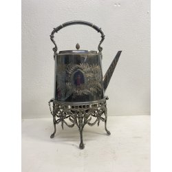 BOLLITORE SAMOVAR SPIRIT KETTLE on STAND Edwaedian PLACCATO ARGENTO SHEFFIELD