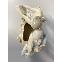 ANTICO VASO SCULTURA FIORIERA CENTROTAVOLA PORCELLANA FIGURE SCENA ROMANTICA 900