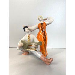 SCULTURA CERAMICA PORCELLANA SOVIETICA VINTAGE FIGURE UKRAINAN DANCE URSS '60