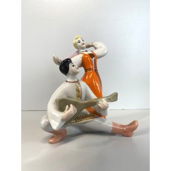 SCULTURA CERAMICA PORCELLANA SOVIETICA VINTAGE FIGURE UKRAINAN DANCE URSS '60