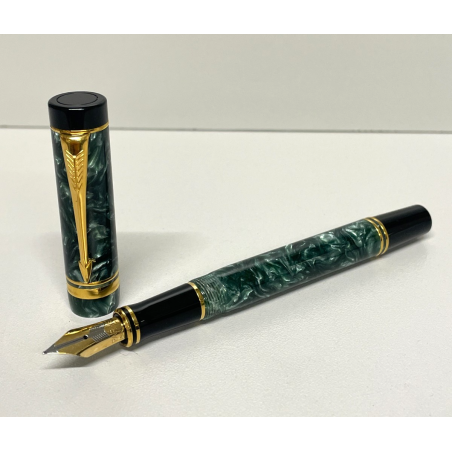 PENNA STILOGRAFICA PARKER DUOFOLD GREEN MARBLED FOUNTAIN PEN ORO 18K MARMO VERDE