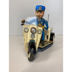 GIOCO LATTA VINTAGE TIN TN TOYS NOMURA Police Patrol Auto Tricycle JAPAN '50/60