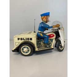GIOCO LATTA VINTAGE TIN TN TOYS NOMURA Police Patrol Auto Tricycle JAPAN '50/60