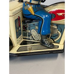 GIOCO LATTA VINTAGE TIN TN TOYS NOMURA Police Patrol Auto Tricycle JAPAN '50/60
