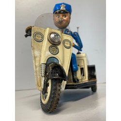 GIOCO LATTA VINTAGE TIN TN TOYS NOMURA Police Patrol Auto Tricycle JAPAN '50/60