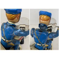 GIOCO LATTA VINTAGE TIN TN TOYS NOMURA Police Patrol Auto Tricycle JAPAN '50/60