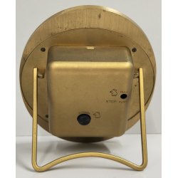 Swiza OROLOGIO TAVOLO cornice OVALE quartz SUONERIA anni 70 DORATO Alarm Clock