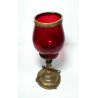 ANTICA COPPA VINO VETRO RUBINO OTTONE CALICE VASO BICCHIERE CHIESA EPOCA 1700