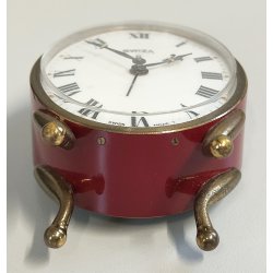 Swiza OROLOGIO TAVOLO OVALE 8 days SUONERIA anni 60 DORATO Old Alarm Clock