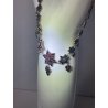 STUPENDA ANTICA COLLANA VITTORIANA GRANATO BOEMIA FIORE TOMBAK COLLIER NECKLACE