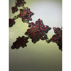 STUPENDA ANTICA COLLANA VITTORIANA GRANATO BOEMIA FIORE TOMBAK COLLIER NECKLACE