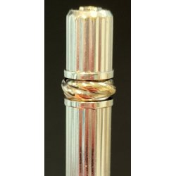 PENNA SFERA Must De Cartier TRINITY LACCA ROSSA ARGENTO vintage BALLPOINT PEN