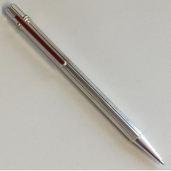 PENNA SFERA Must De Cartier TRINITY LACCA ROSSA ARGENTO vintage BALLPOINT PEN