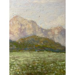ANTICO PICCOLO DIPINTO OLIO PAESAGGIO MONTANO DIVISIONISTA IMPRESSIONISTA '900