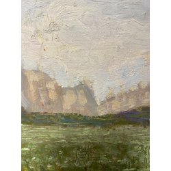 ANTICO PICCOLO DIPINTO OLIO PAESAGGIO MONTANO DIVISIONISTA IMPRESSIONISTA '900