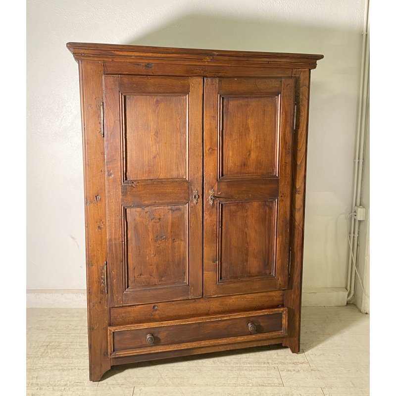 ANTICO PICCOLO ARMADIO GUARDAROBA RUSTICO 1800 LEGNO CASTAGNO 2 ANTE OLD