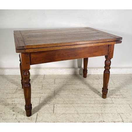 ANTICO TAVOLO DA PRANZO A LIBRO ALLUNGABILE TABLE LEGNO PIOPPO 1800 TAVOLINO OLD