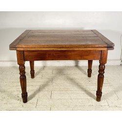ANTICO TAVOLO DA PRANZO A LIBRO ALLUNGABILE TABLE LEGNO PIOPPO 1800 TAVOLINO OLD