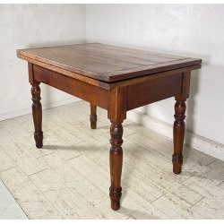 ANTICO TAVOLO DA PRANZO A LIBRO ALLUNGABILE TABLE LEGNO PIOPPO 1800 TAVOLINO OLD
