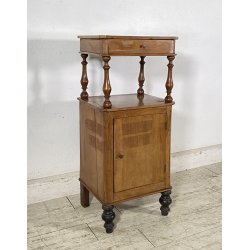 ANTICO COMODINO STILE LUIGI FILIPPO LEGNO NOCE FINE 1800 CASSETTO ANTA