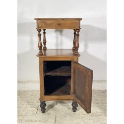 ANTICO COMODINO STILE LUIGI FILIPPO LEGNO NOCE FINE 1800 CASSETTO ANTA