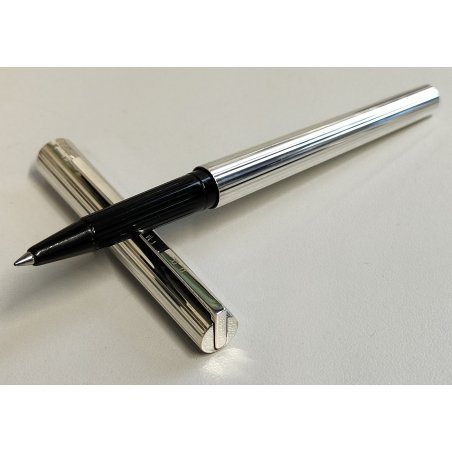 ST DUPONT Classic PENNA SFERA ARGENTATA GODRON Vintage Ballpoint Pen COLLEZIONE
