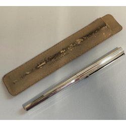 ST DUPONT Classic PENNA SFERA ARGENTATA GODRON Vintage Ballpoint Pen COLLEZIONE