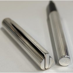 ST DUPONT Classic PENNA SFERA ARGENTATA GODRON Vintage Ballpoint Pen COLLEZIONE