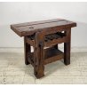 PICCOLO TAVOLO FALEGNAME BANCO LAVORO LEGNO ROVERE 1800 MORSA A VITE EPOCA WORK