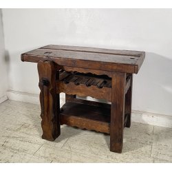 PICCOLO TAVOLO FALEGNAME BANCO LAVORO LEGNO ROVERE 1800 MORSA A VITE EPOCA WORK