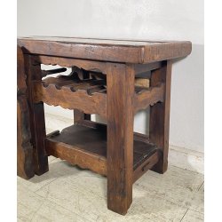 PICCOLO TAVOLO FALEGNAME BANCO LAVORO LEGNO ROVERE 1800 MORSA A VITE EPOCA WORK