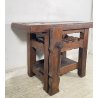 PICCOLO TAVOLO FALEGNAME BANCO LAVORO LEGNO ROVERE 1800 MORSA A VITE EPOCA WORK