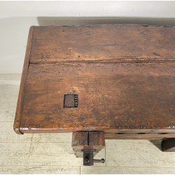 PICCOLO TAVOLO FALEGNAME BANCO LAVORO LEGNO ROVERE 1800 MORSA A VITE EPOCA WORK