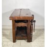 PICCOLO TAVOLO FALEGNAME BANCO LAVORO LEGNO ROVERE 1800 MORSA A VITE EPOCA WORK