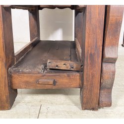 PICCOLO TAVOLO FALEGNAME BANCO LAVORO LEGNO ROVERE 1800 MORSA A VITE EPOCA WORK